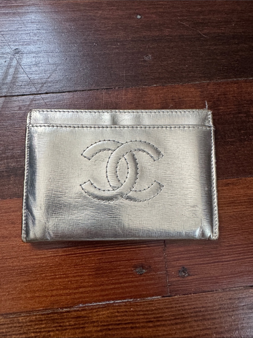 Vintage CHANEL Gold CC logo card holder wallet